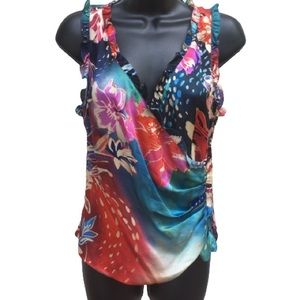 Doncaster 100% Silk Floral Surplice Top Size 8 Excellent Condition!!!